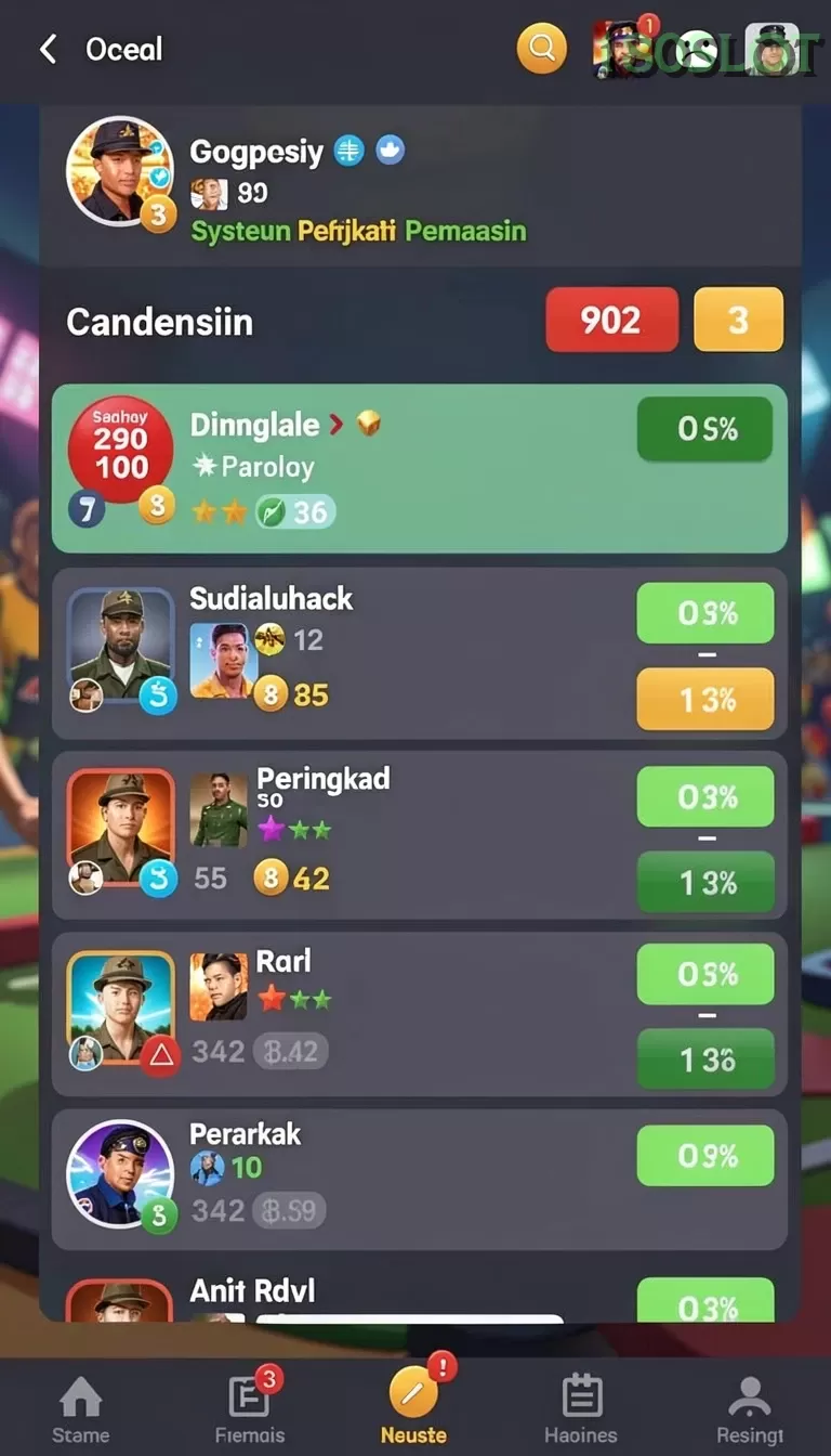 Cuplikan layar GG999 — menu navigasi
